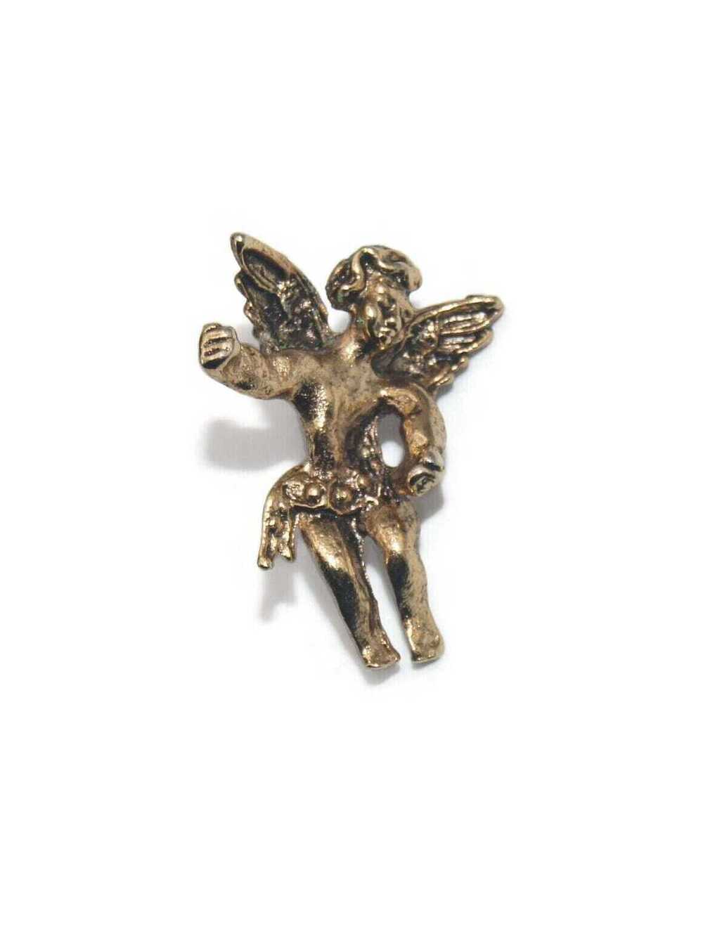 Vintage Gold Tone Angel Lapel Pin, Tie Tack.